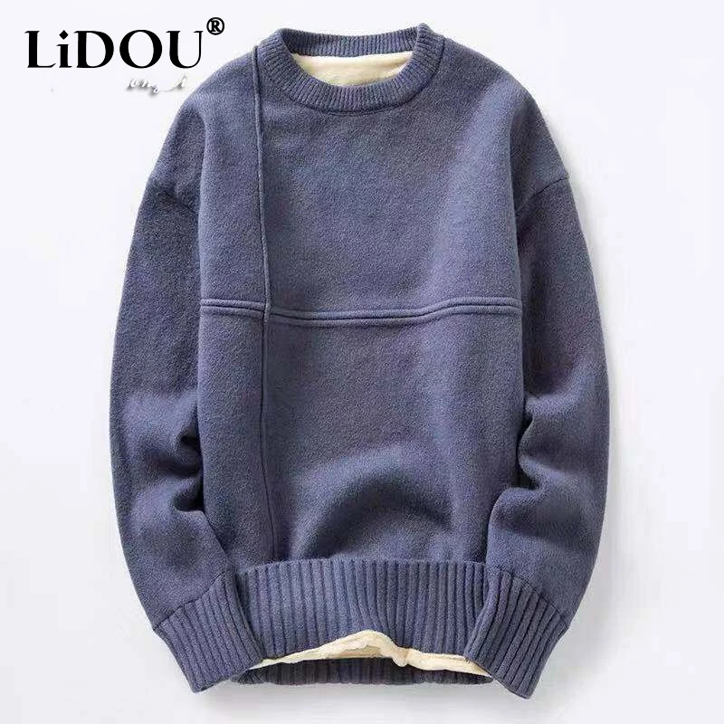 Top Trends: 2023 Spring Autumn New Solid Color Fashion Round Neck Long Sleeve Sweater Man Casual Loose Street Comfortable All-match Pullover Shoppable Styles