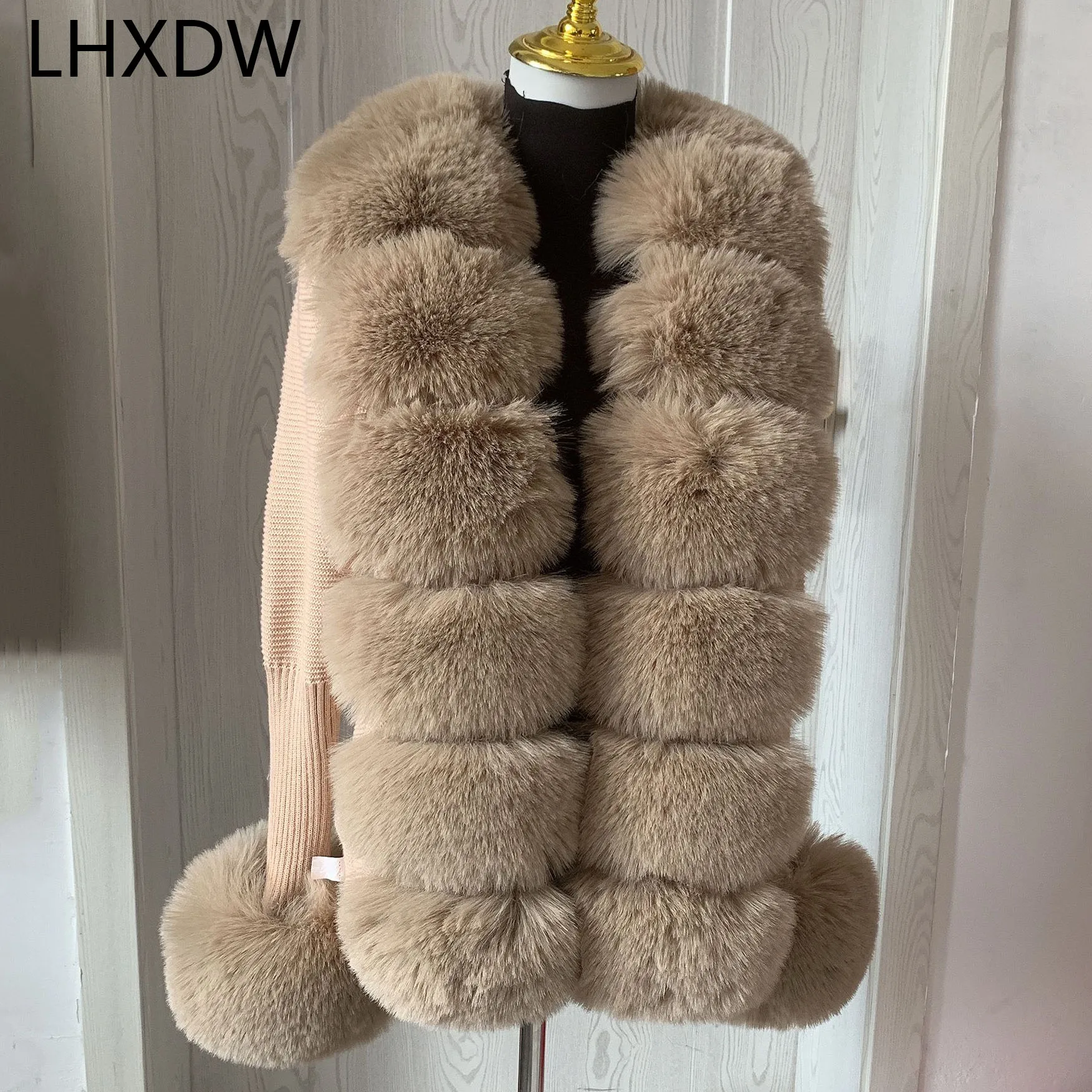 Top Trends: Women Faux Fur Knit Sweater Cardigan Spring Autumn Elegant Knitted Sweater With Faux Fox Fur Collar Ladies Fashion Coat Fur Coat Shoppable Styles