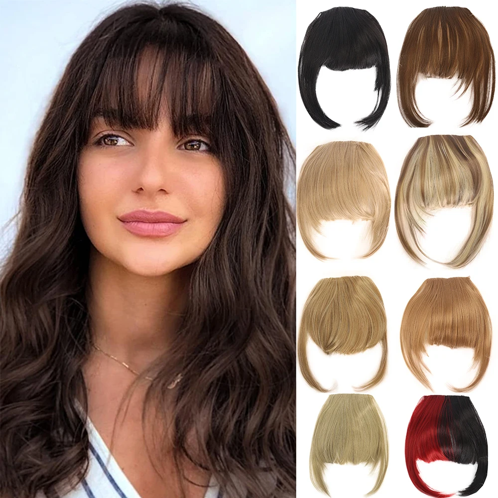 Top Trends: Synthetic Bangs Hair Clip In Extensions Natural Fringe Bangs Clip In Front Neat Flat Bang Short Straight Hair Piece Bangs Shoppable Styles