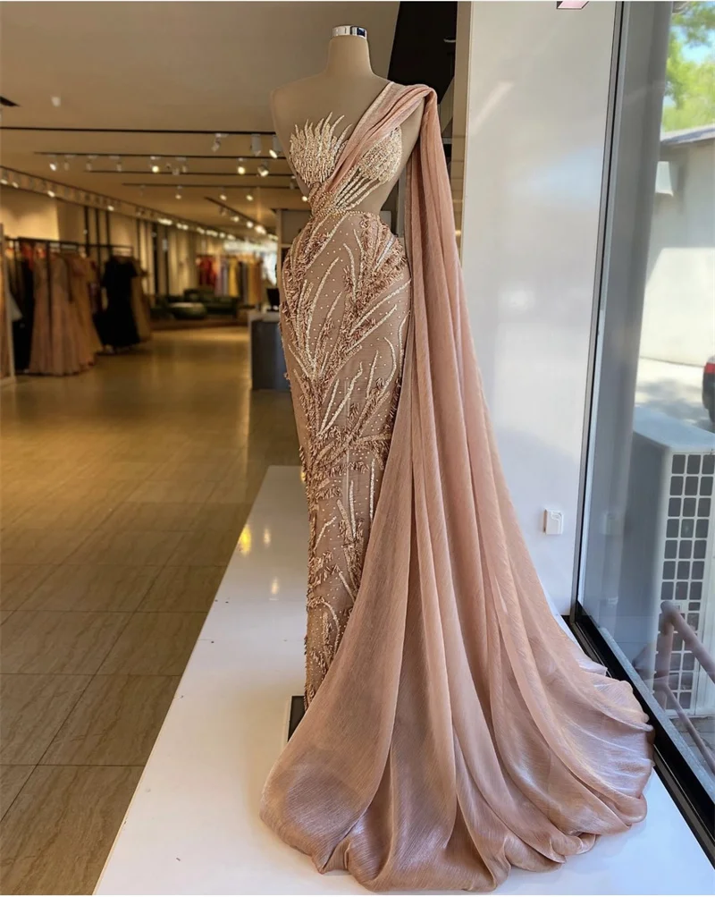 Top Trends: Gorgeous Pink Mermaid Prom Dresses Off Shoulder Lace Applique Sleeveless Evening Dress Custom Made Floor Length Beads Party Gown Shoppable Styles