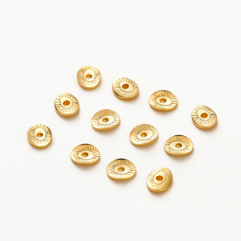 Top Trends: 20-50pcs 5x6MM 14K 18K Gold Plated Brass Arcuate Embossing Spacer Beads Bracelets Beads Jewelry Making Supplies Diy Findings Shoppable Styles