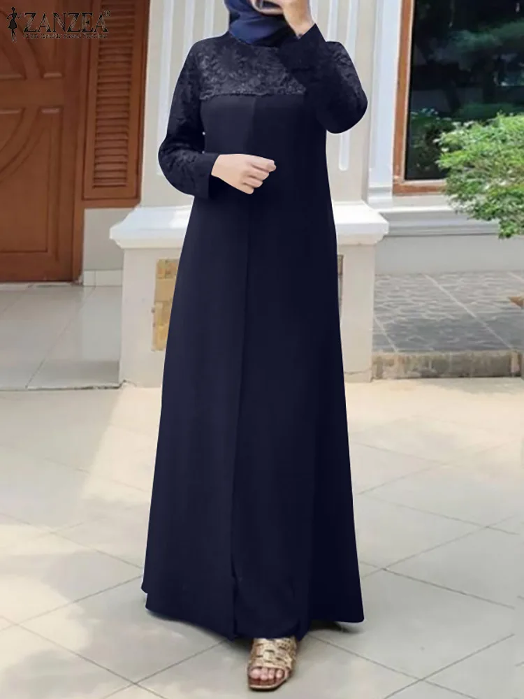 Top Trends: ZANZEA Spring Women Abayas Turkey Dress Muslim Full Sleeve Lace Up O-Neck Solid Sundress Elegant Casual Holiday Loose Long Robe Shoppable Styles