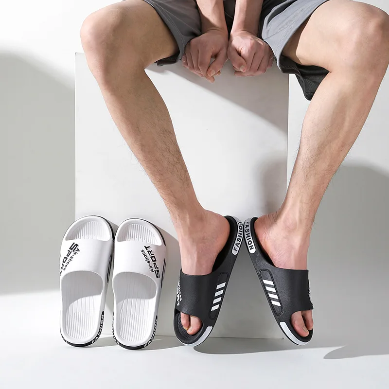 Top Trends: Fashion Men&#039;s Slippers PVC Soft Sole Non-slip Slides Casual Outdoor Beach Flip Flops Home Bathroom Couples Slippers New Sandal Shoppable Styles