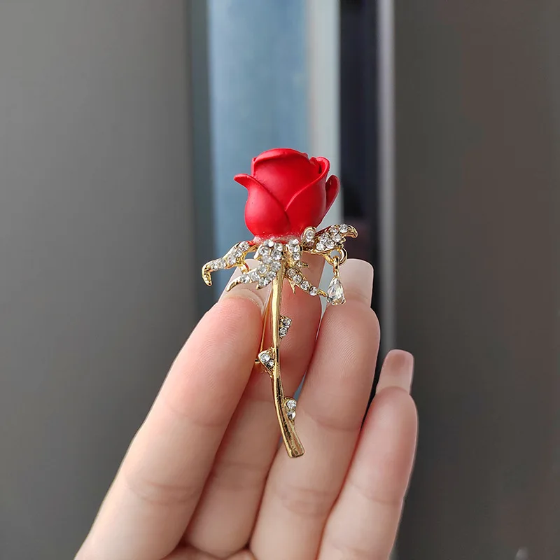 Top Trends: Rhinestone Red Rose Flower Brooches Pearl Tulip Floral Brooch For Women Elegant Bouquet Collar Pins Wedding Party Badge Jewelry Shoppable Styles