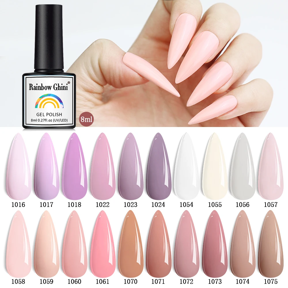 Top Trends: Rainbow Ghini Solid Gel Nail Polish Semi-permanent LED UV Lamp Varnish Glue Pink Gellac Base Top Coat Nail Polish Art Pvoy Color Shoppable Styles