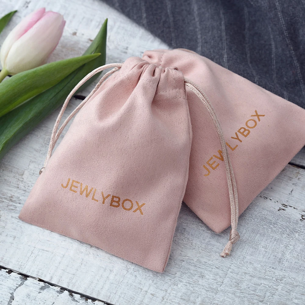 Top Trends: 50pcs Custom Logo High Grade Flannel Jewelry Packaging Pouches Velvet Jewelry Bag Chic Wedding Favor Gift Bag Cosmetic Bags Shoppable Styles