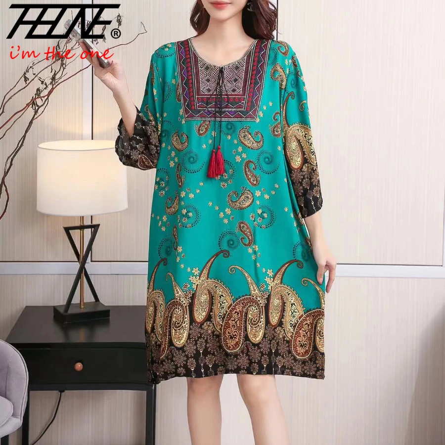 Top Trends: Women's Clothing Women Indian Dress Ready Stock Summer Vintage Causal Korean Style Beach Embroidery Tassel Floral Print Vestidos Shoppable Styles