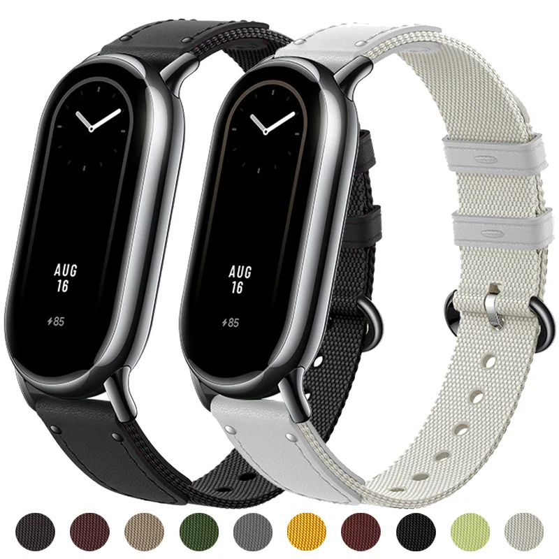 Top Trends: Original Nylon Strap For Xiaomi Mi Band 8 Bracelet Leather Braid Replacement Watchband Bracelet Mi Band 8 Correa Miband 8 Strap Shoppable Styles