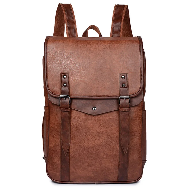 Top Trends: 15.6 Inch Laptop Bag For Men Multifunctional Vintage Waterproof Backpack Men Luxury School Bags Leather Backpacks Travel Retro Shoppable Styles