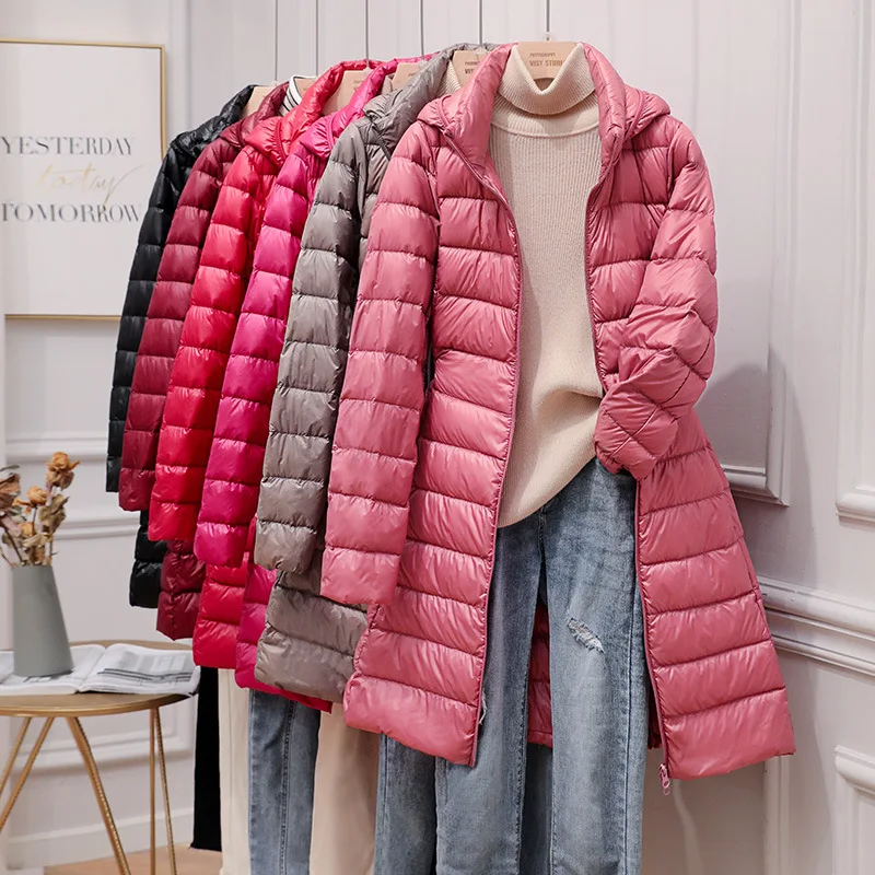 Top Trends: New Women Lightweight Down Jacket Down Coats Quilted Puffer Jacket Warm Hooded Slim Outerwear Pocket Zipper Solid Down Coat Shoppable Styles