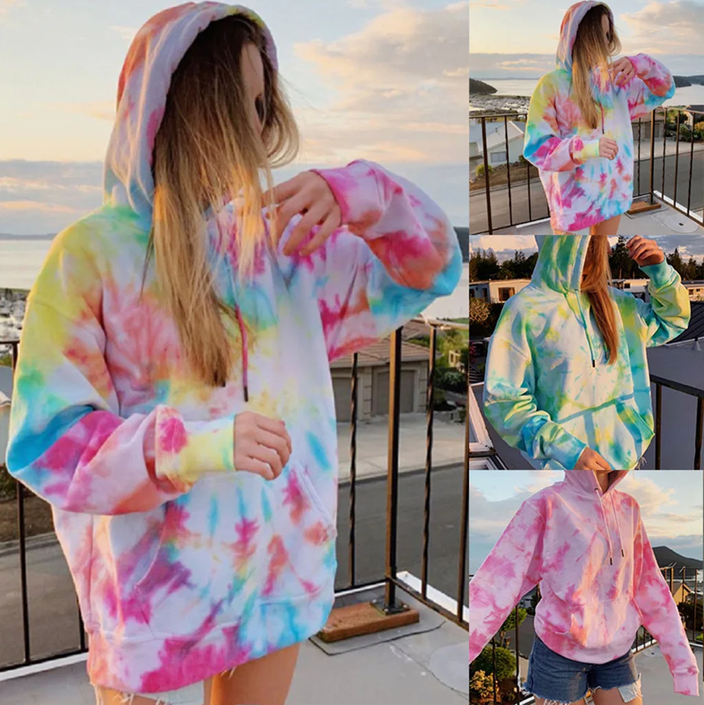 Top Trends: New Autumn Winter Pullover Hooded Women Fashion Tie Dye Printing Y2k Sweatshirt Long Sleeve Tops Sweater Plus Size Casual Hoodie Shoppable Styles