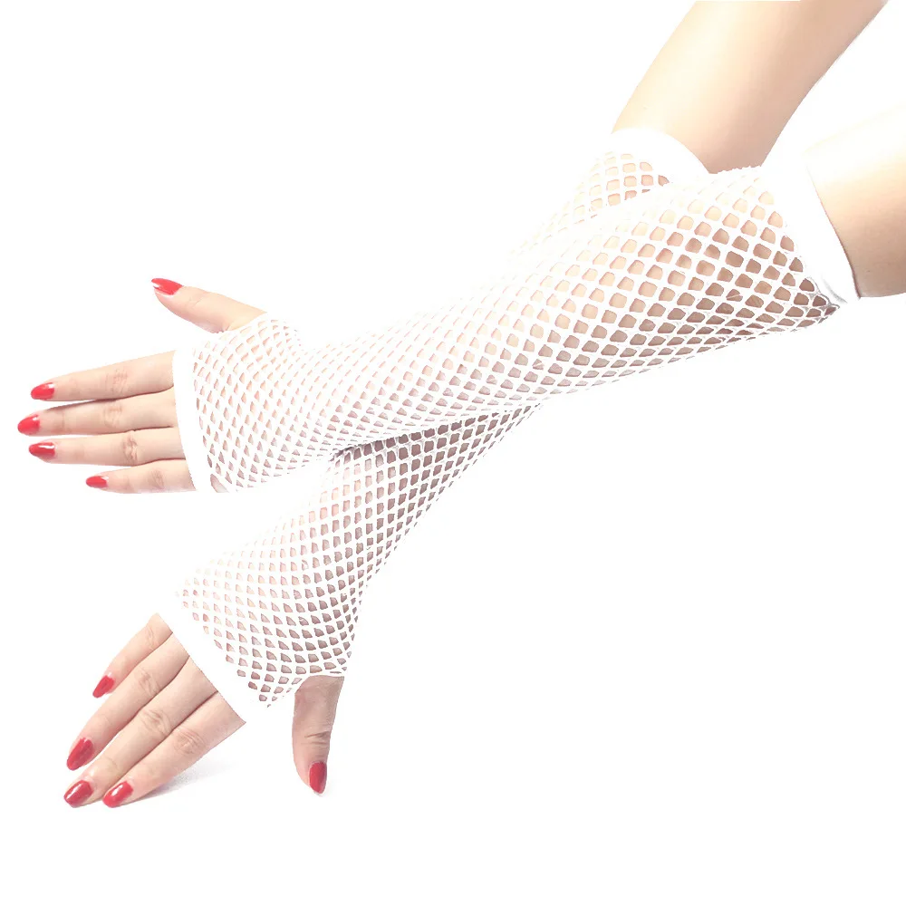 Top Trends: Punk Goth Lady Disco Fishnet Black Gloves Dance Costume Lace Fingerless Mesh Gloves Protection Black Glove 2021 NEW Wholesale Shoppable Styles - Image 2