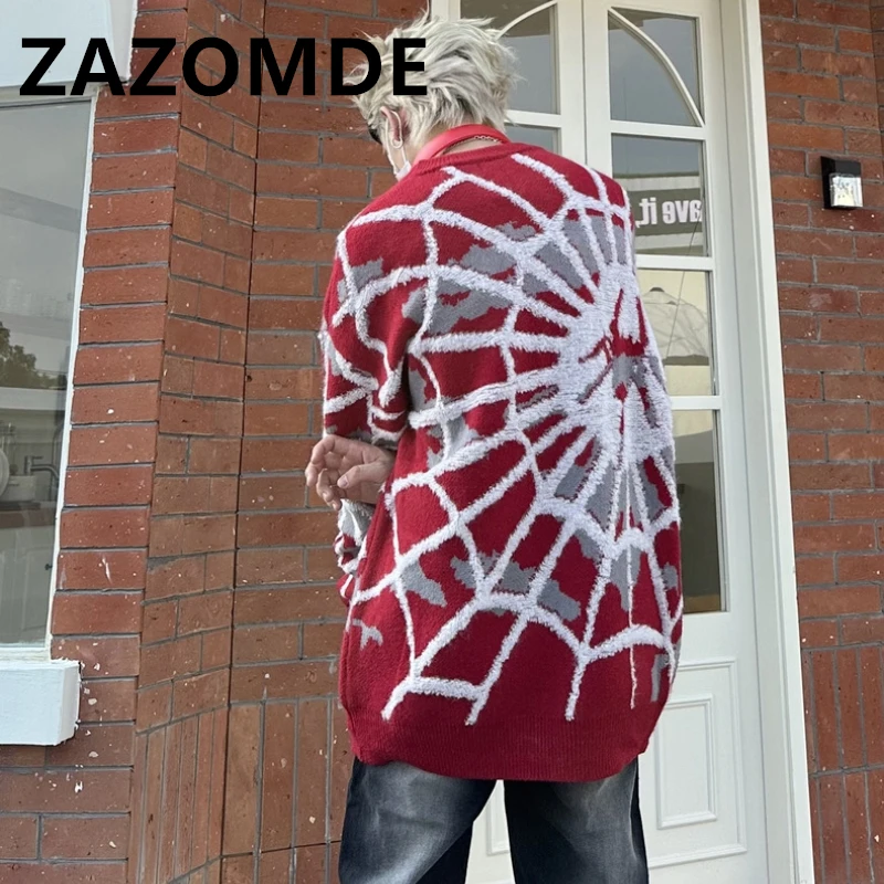 Top Trends: ZAZOMDE Winter High Street Spider Jacquard Couple Sweater Autumn Fashion Brand American Oversize Hip Hop Gothic Sweater For Men Shoppable Styles