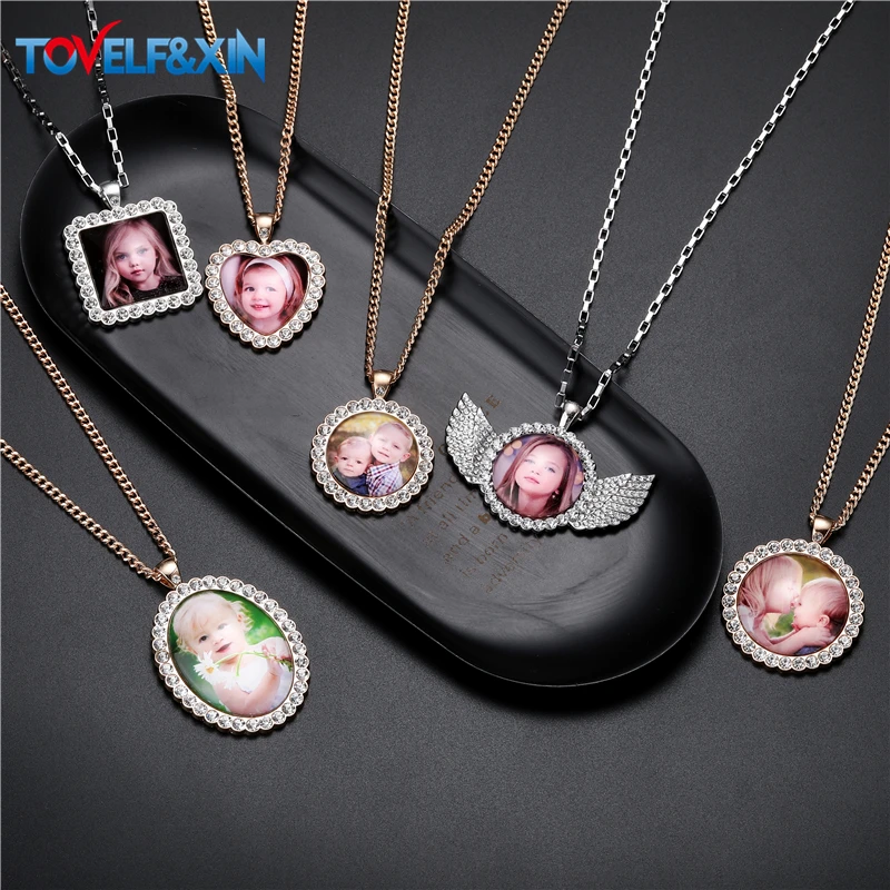 Top Trends: Custom Photo Pendant Necklace Men Hip Hop Jewelry Personalized Customized Family Name Engraved Pendant Crystal Chains Gift Shoppable Styles