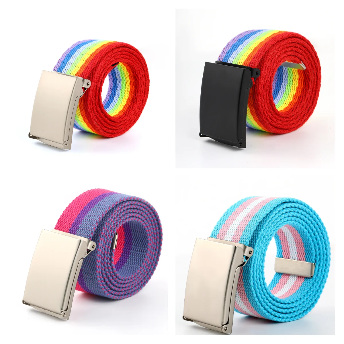 Top Trends: New Fashion Canvas Belts Men Ladies Belts Retro Simple Design Belts High Quality Unisex Rainbow Waistband Jeans Accessories Shoppable Styles