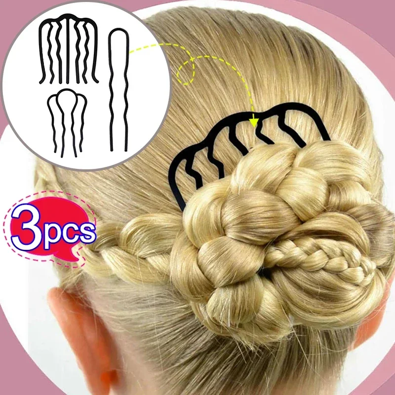 Top Trends: Metal Black Hair Fork Clip Women Teeth Hair Pin Combs Messy Bun Hair Pin Clip Hair Side Comb Updo Hair Sticks Hair Styling Tool Shoppable Styles