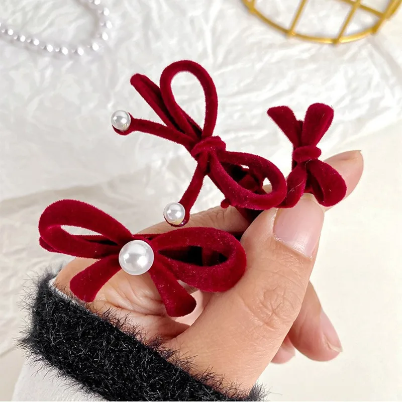 Top Trends: 2024 Elegant Velvet Pearl Bow Hairpins Women Girls Bangs Hair Clips Barrettes Accessories Hairclip Headwear Headdress Ornament Shoppable Styles