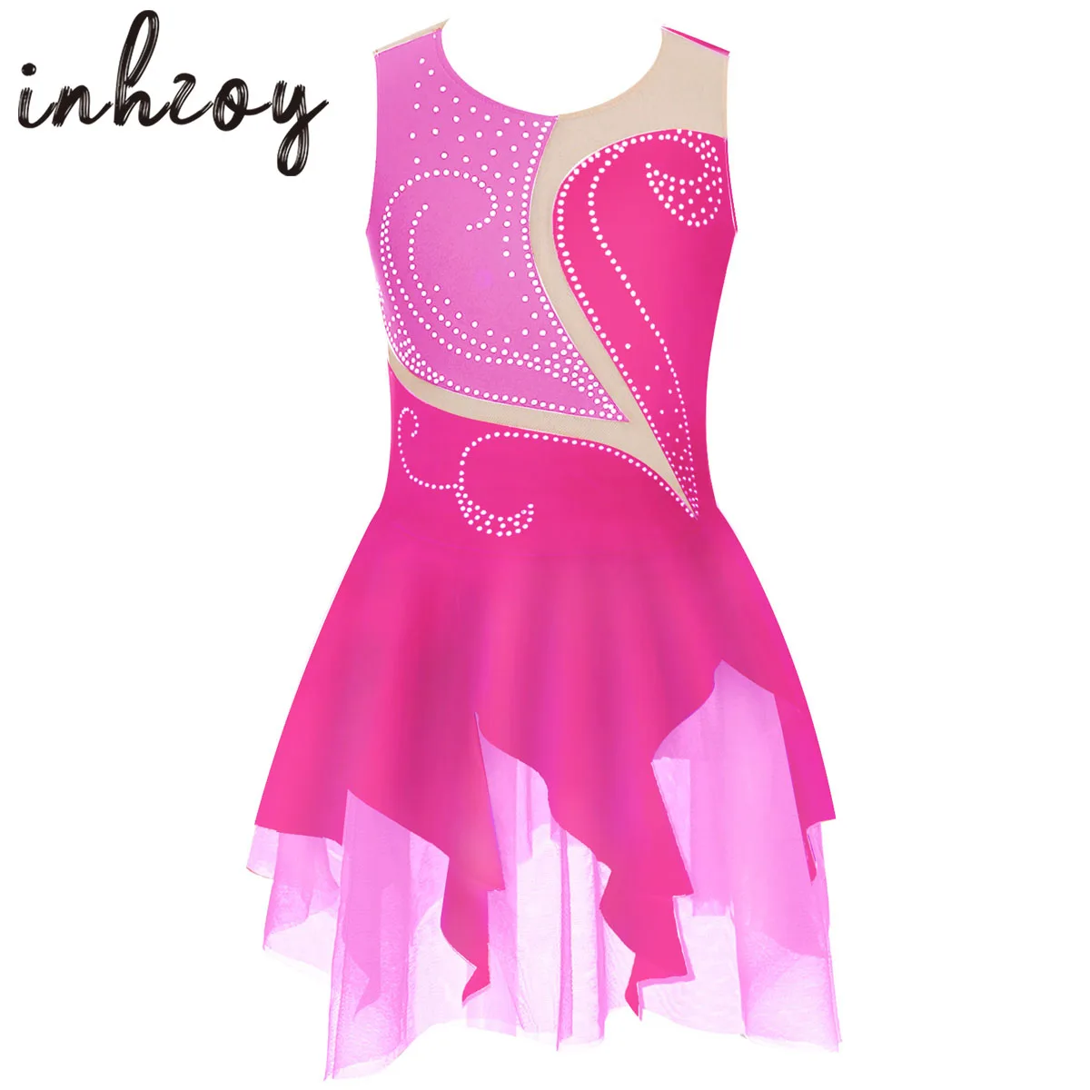 Top Trends: Kids Girls Figure Skating Dress Sleeveless Shiny Rhinestone Ice Skating Ballet Dance Dress Gymnastics Leotard Ballroom Dancewear Shoppable Styles