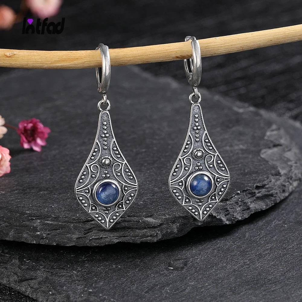 Top Trends: Vintage Kyanite 925 Sterling Silver Long Drop Earrings Wedding Party Gift Jewelry Natural Moonstone Earring For Women Shoppable Styles