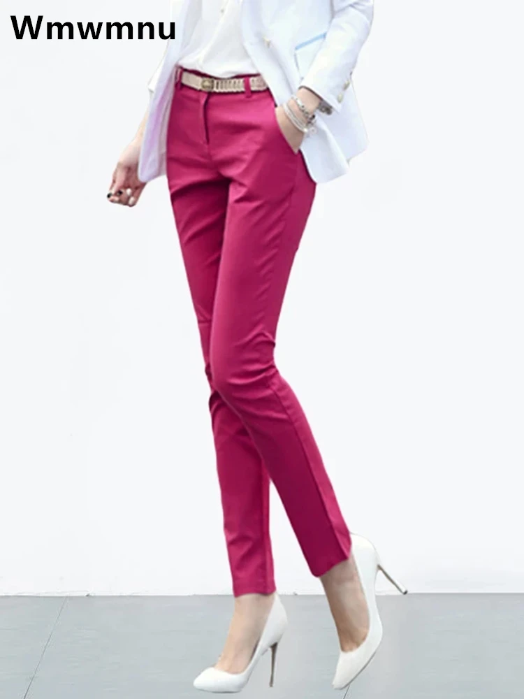 Top Trends: S-4xl Big Size Womens Formal Office Pencil Pants 2024 New Elegant Ladies OL Work Pantalones Casual Elastic Cotton Slim Trousers Shoppable Styles