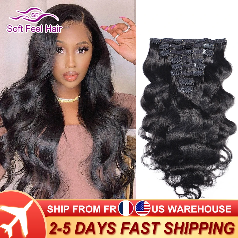 Top Trends: Brazilian Body Wave Clip In Human Hair Extensions 8 Pcs / Set Natural Color Clip Ins Remy Hair 10-26 Inches 140Gram Soft Feel Hair Shoppable Styles