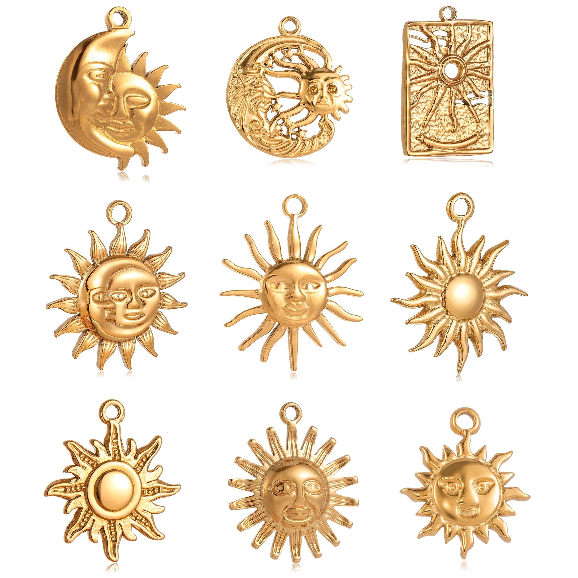 Top Trends: 3pcs Stainless Steel Casting Sun Moon Charms Sunburst Pendant Used Women Making Earrings Necklace Bracelet Jewelry Accessories Shoppable Styles