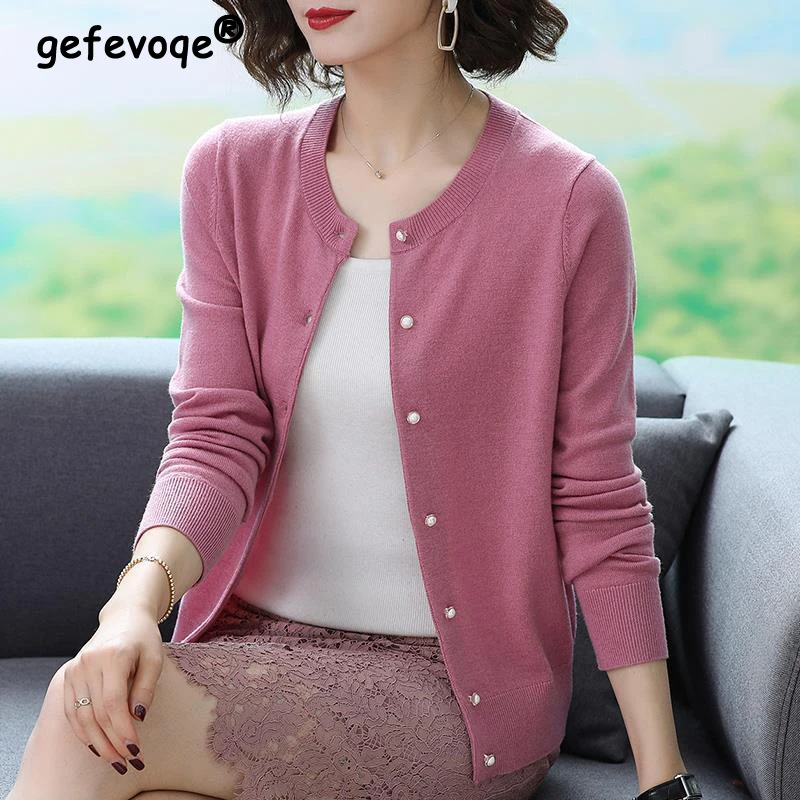 Top Trends: Women Clothes Fashion Elegant Single Breasted Knitted Cardigan New Spring Autumn Ladies Solid Chic Long Sleeve Slim Sweater Coat Shoppable Styles