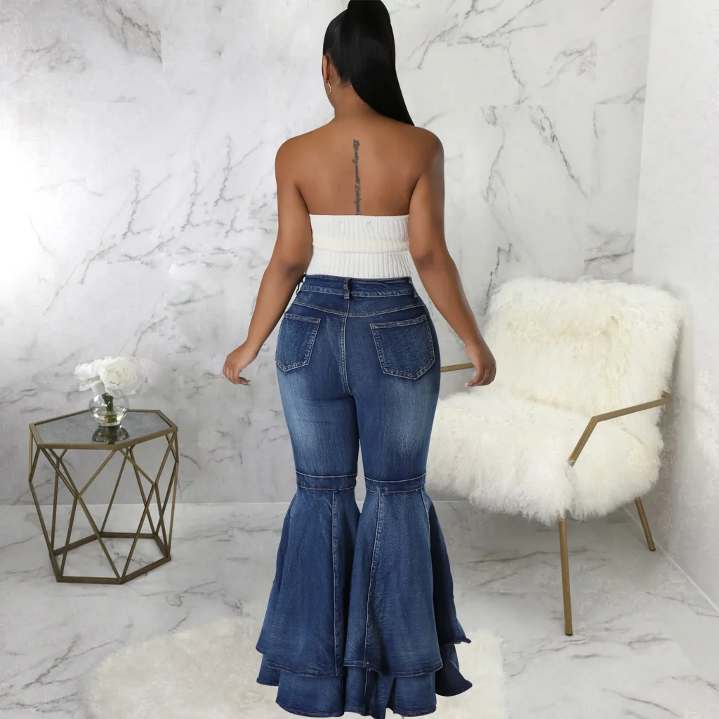 Top Trends: Women's Vintage Flare Jeans High Waist Stretch Denim Casual Solid Bodycon Work Long Bell Bottoms 2023 Fashion High Streetwear Shoppable Styles - Image 4