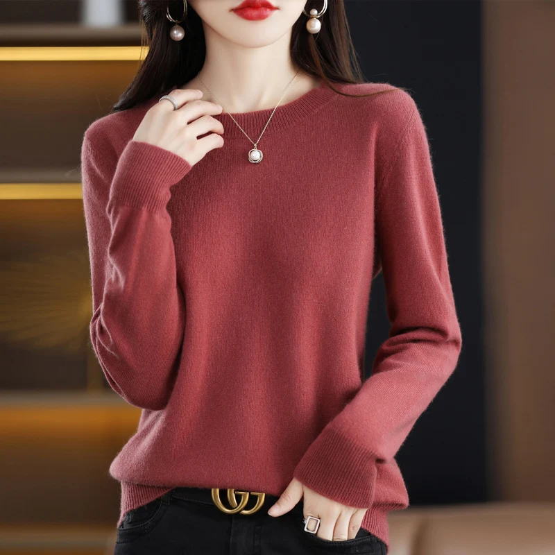 Top Trends: New Round Neck Sweater Women Loose Short Solid Color Base Coat Pullover Simple Autumn And Winter Versatile Knitwear Long Sleeves Shoppable Styles