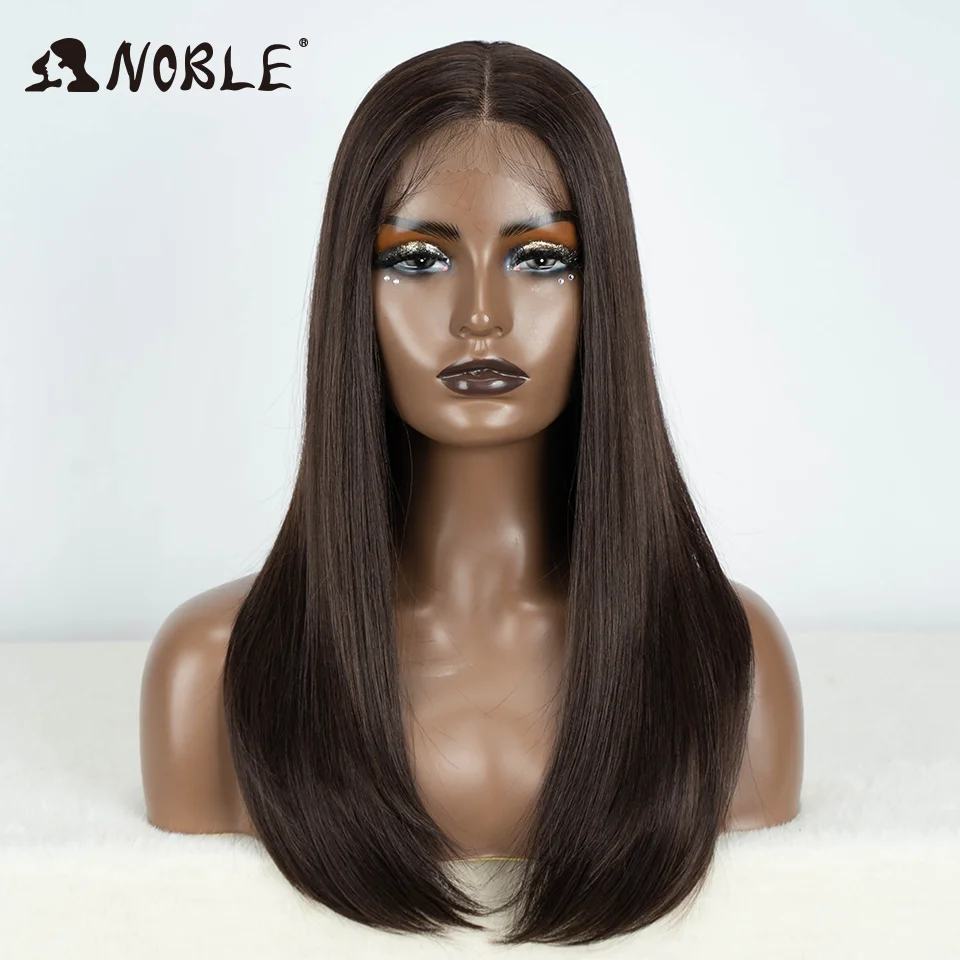 Top Trends: Noble Synthetic Lace Front Wig Hair Straight Baby Hair Bob Wig Synthetic Hair Wig 22&quot; Brown Wig Bob Wig For Women Cosplay Wig Shoppable Styles