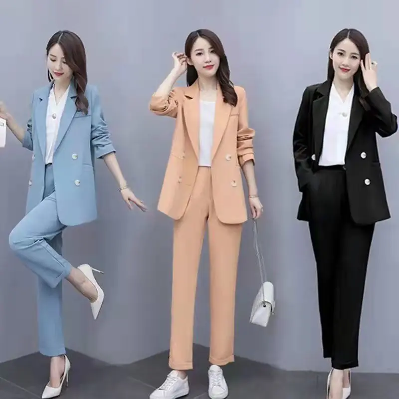 Top Trends: Women&#039;s Spring Professional Suit Jacket Two Piece Korean Elegant Loose Blazers Coat Pant Suits 2024 New Fashion In Matching Set Shoppable Styles