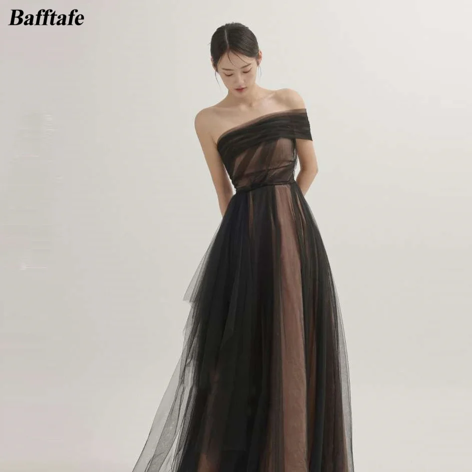 Top Trends: Bafftafe Simple Black Beach Korea Lady Prom Dresses Soft Tulle One Shoulder Floor Length Formal Evening Dress 빅사이즈 파티드레스 2024 Shoppable Styles