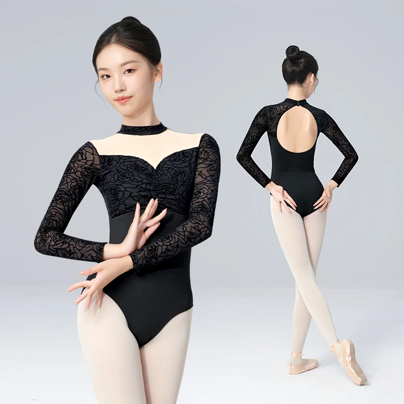 Top Trends: Ballet Leotards For Women Adult Black Lace Gymnastics Leotards Nylon Aerialist Yoga Practice Bodysuits Long Sleeve Dance Leotard Shoppable Styles