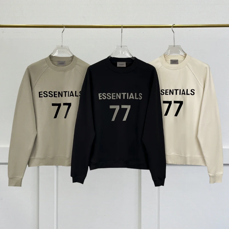 Top Trends: New Essentials Sweatshirts 77 Flocking Logo Hoodies High Street Hip Hop Men's And Women's Oversized 100% Cotton Pullover Shoppable Styles