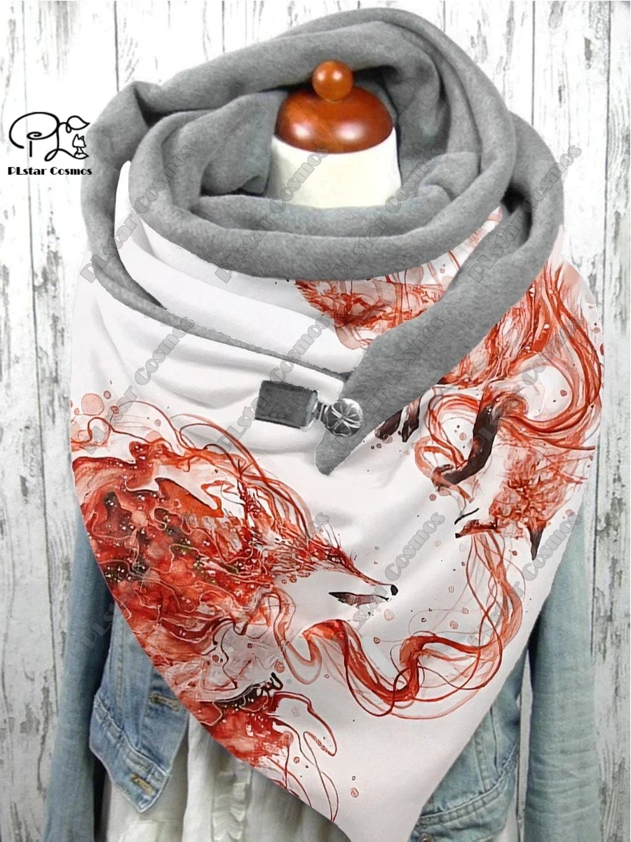 Top Trends: 3D Printed Animal Series Cute Fox Horse Elk Giraffe Pattern Warm Shawl Scarf Spring And Winter Large Triangle Scarf Casual Gift Shoppable Styles