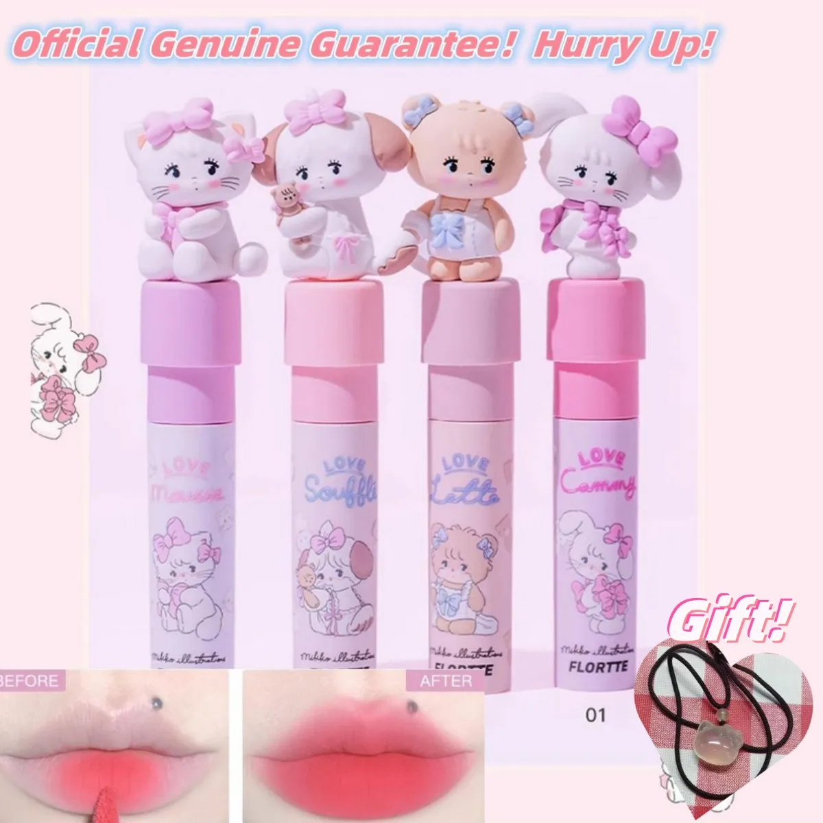 Top Trends: FLORTTE Matte Lipstick Cute Permanent Lips 24 Hours Long Lasting Vintage Makeup Pink Lip Gloss Female Cosmetic Products Korean Shoppable Styles