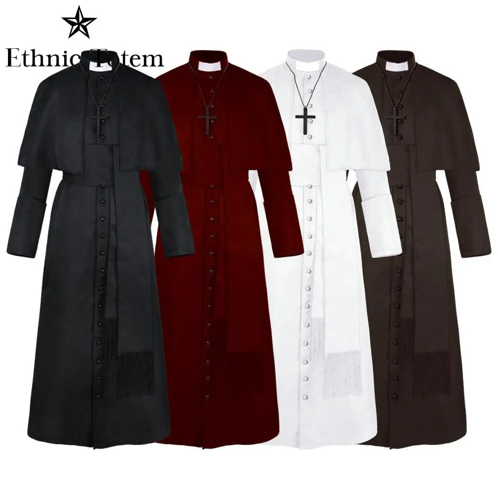 Top Trends: Medieval Vintage Priest Uniform Robe Halloween Men Pope Pastor Cloak Cape Cosplay Costume Renaissance Monk Robe Clergy Sets Shoppable Styles