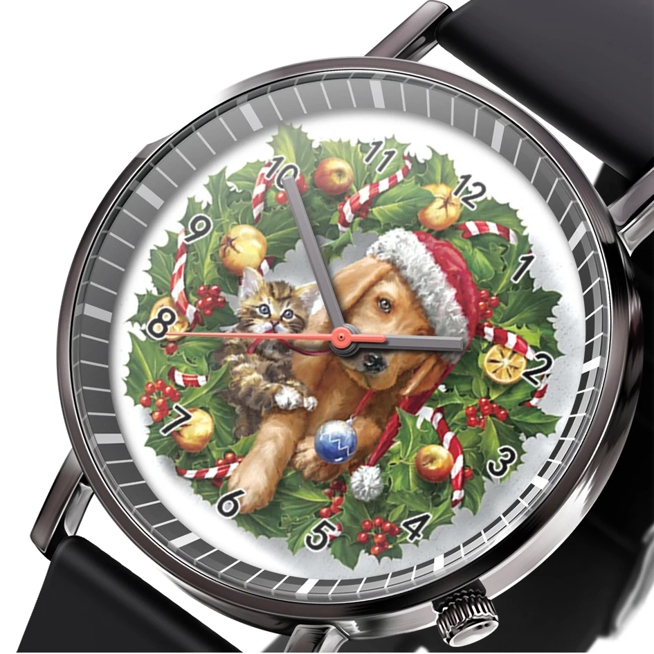 Top Trends: Casual Trend Christmas Gift Watches Men And Women Animal Wreath Christmas Hat Wrist Watch Sports Quartz Watch Shoppable Styles