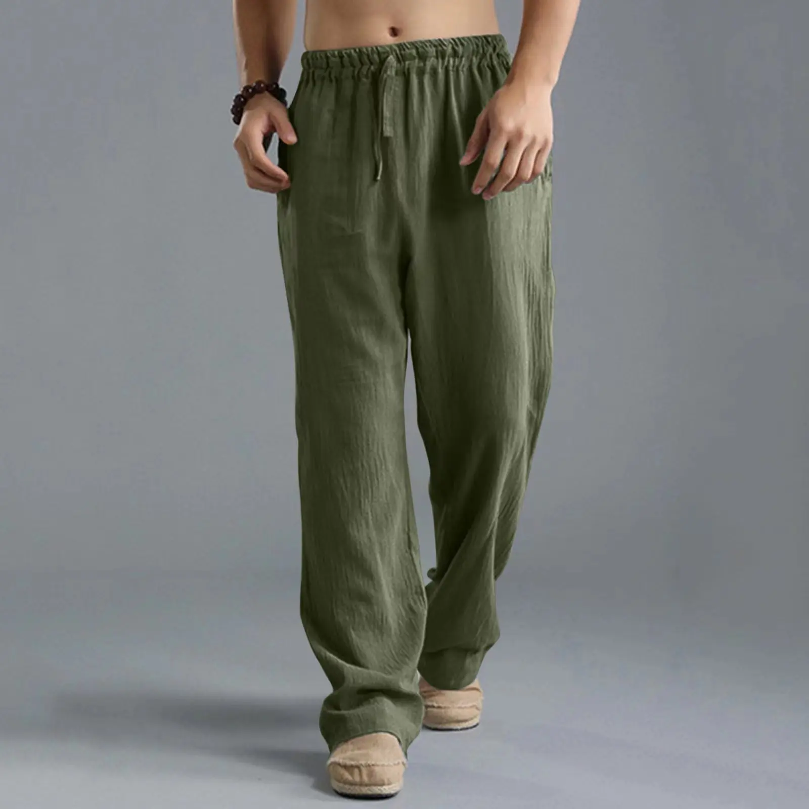 Top Trends: New Men's Casual Cotton Linen Pants Male Summer Large Size Breathable Solid Color Trousers Sports Fitness Streetwear S-5XL Shoppable Styles - Image 4