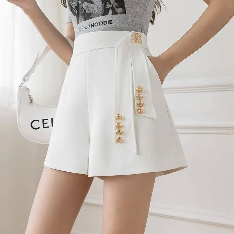 Top Trends: Korean Fashion Office Lady Suit Shorts Streetwear Women Summer Solid Pockets Lined High Waist Chic All-match Casual Short Pants Shoppable Styles