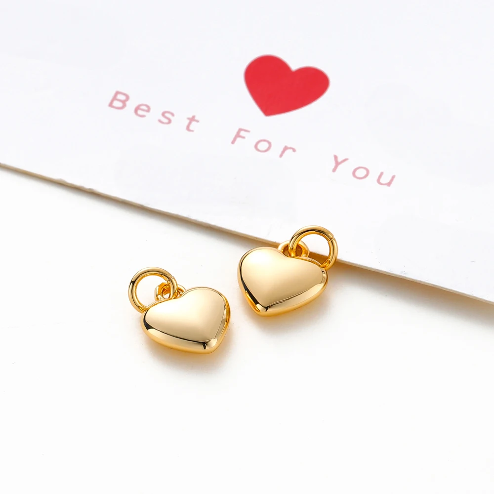 Top Trends: 4Pcs 14K / 18K Gold Color Plated Brass Heart Pendants 10mm Love Shape Charms Pendan For DIY Necklace Jewelry Making Supplies Shoppable Styles