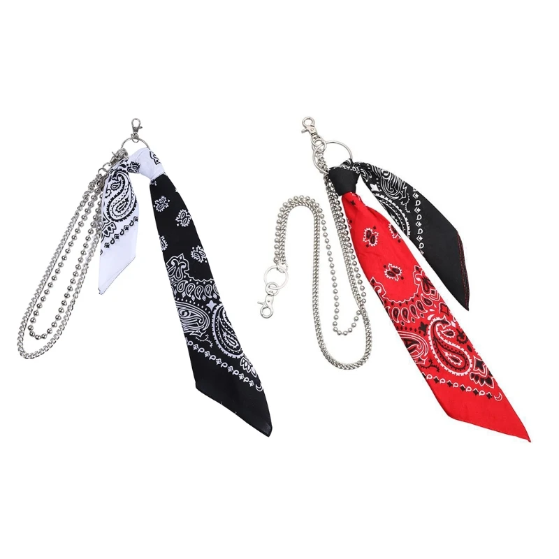 Top Trends: Unisex Hip Hop Paisley Bandana Kerchief Wallet Chain Rock Punk Ribbon Biker Headscarf Metal Keychain Bags Pants Jewelry Shoppable Styles