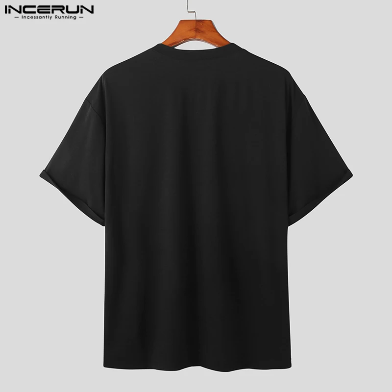 Top Trends: INCERUN Tops 2023 Korean Style New Men Splicing Design T-shirts Casual Streetwear Male Metal Buckle Short Sleeved Camiseta S-5XL Shoppable Styles - Image 5