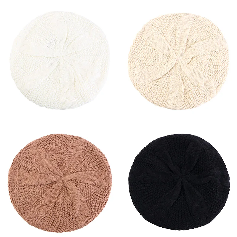 Top Trends: New Women Casual Plain Color Knitted Beret Hat Winter Warm Vintage Wool French Artist Beanie Cap Painter Hat Girls Acrylic Hat Shoppable Styles - Image 2