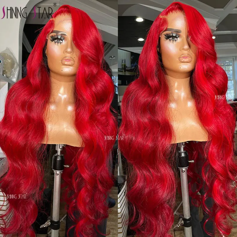 Top Trends: 13X6 Body Wave Lace Front Wig Burgundy Colored Red Lace Front Human Hair Wigs Curly Peruvian 13x4 HD Lace Frontal Wig 30 34 Inch Shoppable Styles