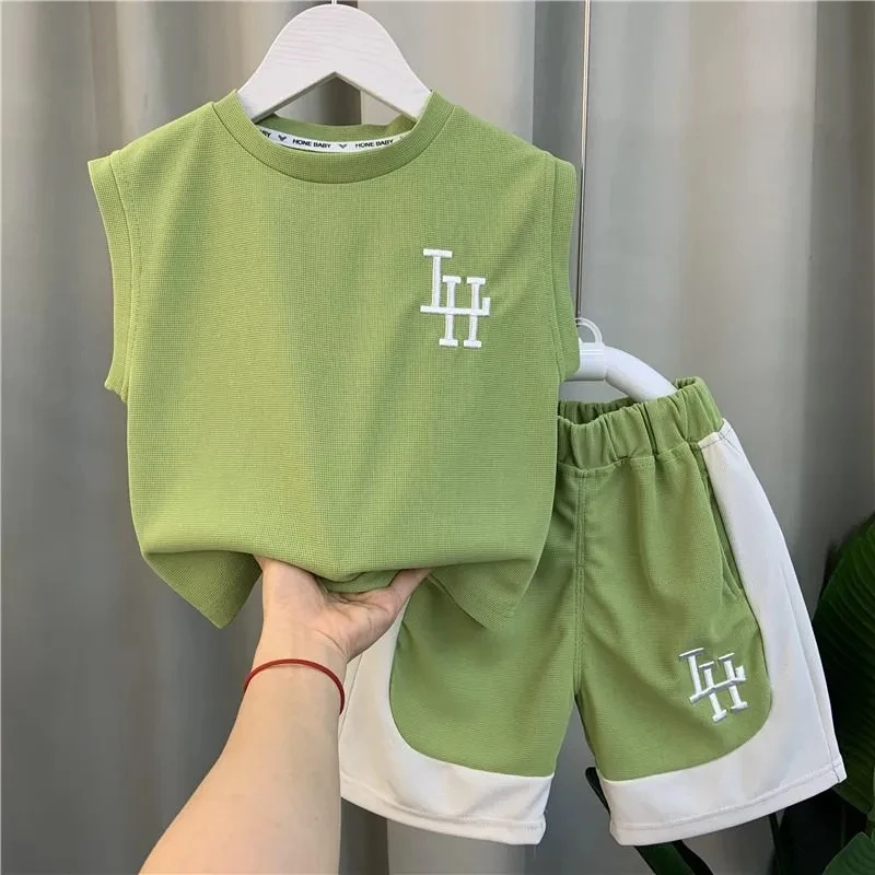 Top Trends: Children's Summer Boys' Tank Top Set 2023 New Baby Sleeveless Clothes Children's Cool And Handsome Two Piece Set Shoppable Styles - Image 3