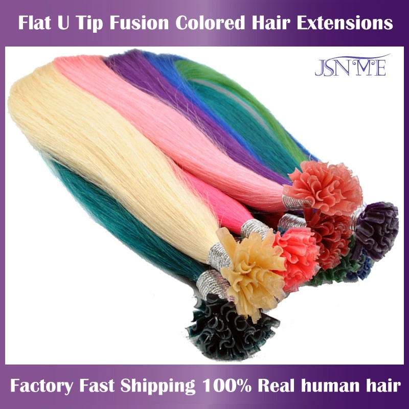 Top Trends: JSNME U Tip Color Hair Extensions Natural Real Human Fusion Blue Purple Pink Grey 613 Color 20" Inch 100% Human Hair Color Shoppable Styles