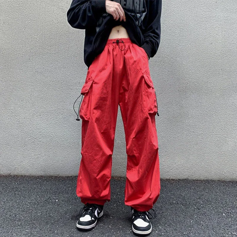 Top Trends: Men's Summer Streetwear Elastic Waist Y2K Baggy Cargo Pants Trousers Hip Hop Loose Women Wide Leg Pants Male Korean Shoppable Styles - Image 6