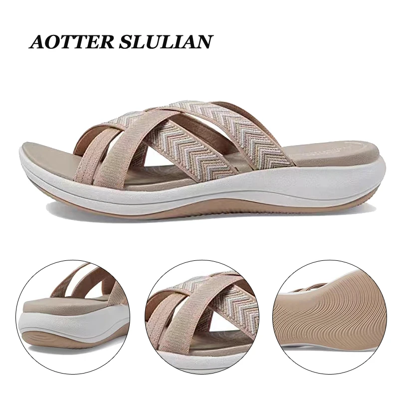 Top Trends: 2023 Summer New Women's Slipper Outdoor Open Toe Soft Sandal Trend Slides Beach Shoe Female Breathable Comfy Orthopedic Footwear Shoppable Styles