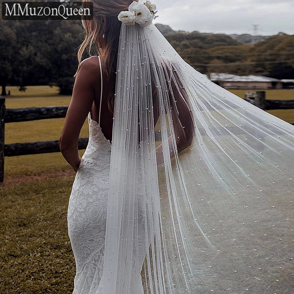 Top Trends: MMQ M61 Elegance Beaded Wedding Veil 1 Tier Solf Tulle Yarn Off-White Bridal Veil With Comb Wedding Party Accessories Shoppable Styles - Image 4